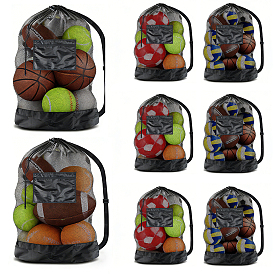 Large Capacity Polyester Mesh Tennis Ball Storage Drawstring Bags, Rectangle