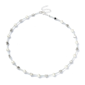 Alloy Star & Natural Pearl Beaded Necklace for Women