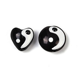 Тема инь-ян, выпечка стеклянных бусин, с эмалью