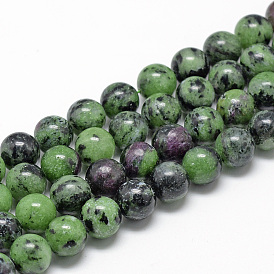 Natural Ruby in Zoisite Beads Strands, Round