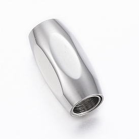 Smooth 304 Stainless Steel Magnetic Clasps with Glue-in Ends, Barrel, Faceted