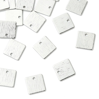 Colgantes de latón Shegrace, amuletos cuadrados, estampar etiqueta en blanco, acabado cepillado, sin cadmio, plomo, níquel