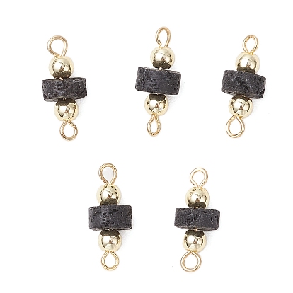 Подвески-фигурки из натурального лавового камня в форме диска и гальванизированного немагнитного синтетического гематита с круглыми бусинами, с 304 двойными петлями из нержавеющей стали, золотые