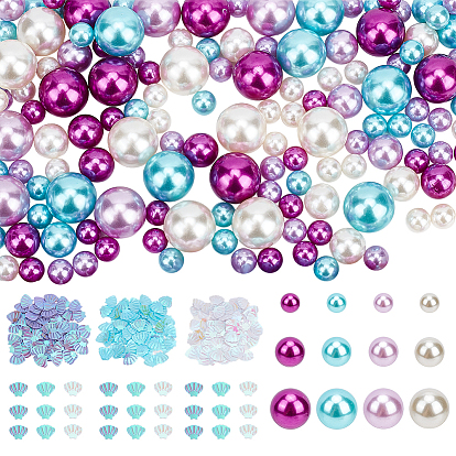 Наборы для наполнения ваз, в комплекте круглые пластиковые бусины из искусственного жемчуга, пайетки/блестки в форме ракушек для изготовления