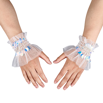 Съемные нарукавники из нейлонового кружева с пайетками, ложные рукава, наручные манжеты