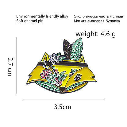 Whimsical Flower Fox Eye Patch Enamel Pin - Fashionable Animal Badge