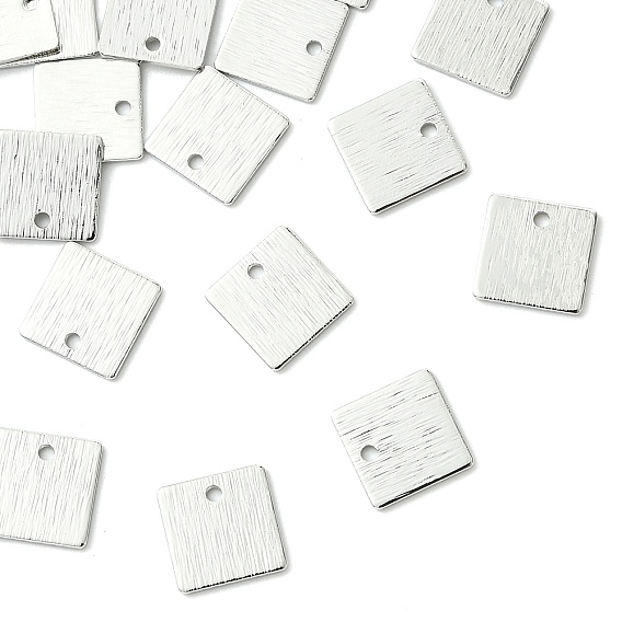 SHEGRACE Brass Pendants, Sqaure Charms, Stamping Blank Tag, Brushed Finish, Cadmium Free & Lead Free & Nickel Free