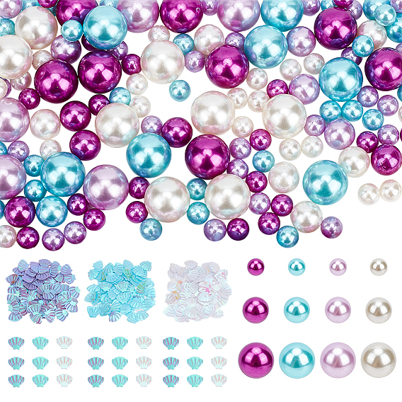 Наборы для наполнения ваз, в комплекте круглые пластиковые бусины из искусственного жемчуга, пайетки/блестки в форме ракушек для изготовления