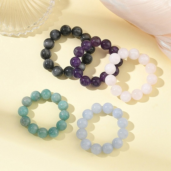 Браслеты из натуральных драгоценных камней и бусин для женщин, круглые