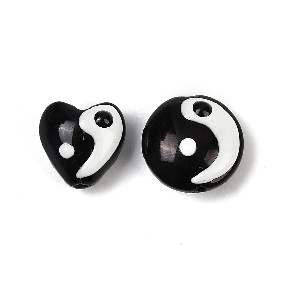 Тема инь-ян, выпечка стеклянных бусин, с эмалью