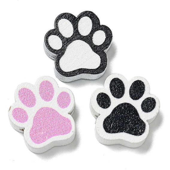 Печатные деревянные бусины, отпечаток лапы