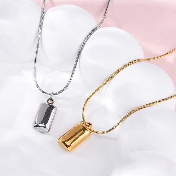 304 ожерелья из нержавеющей стали с прямоугольным кулоном в виде змеиной цепи для женщин и мужчин