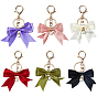 6шт 6 цвета полиэстер бант брелок, с сплава кольца и омара коготь застежками, золотые