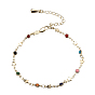 Brass Enamel Link Bracelets, with Lobster Claw Clasps, Star & Sunflower