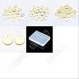 40Pcs 4 Style Brass Pendant, Long-Lasting Plated, Nickel Free, Flat Round