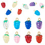 8Pcs Lampwork Pendants, with 304 Stainless Steel Loop, Gold, Grape