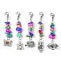 Tibetan Style Alloy Pendant Decorations, Gemstone Bead and 304 Stainless Steel Lobster Claw Clasps Charms, Mixed Shapes