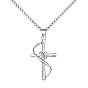 Chic Cross Pendant Earrings and Necklace Set with Sparkling Diamonds