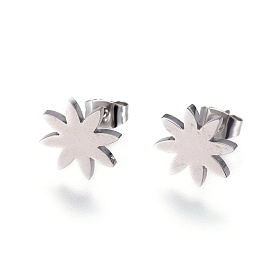 304 Stainless Steel Stud Earrings, Hypoallergenic Earrings, with Ear Nuts/Earring Back, Flower