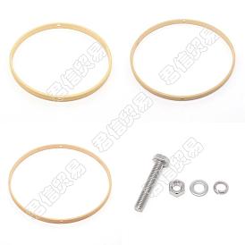 SUPERFINDINGS Wooden Bamboo Hoop, Macrame Rings, 304 Stainless Steel Hexagon Screw & Nut Sets, for Embroidery DIY Craft Tools