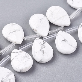 Синтетических Говлит бисер нитей, сверху просверленные бусы, граненые, слеза