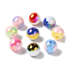 UV Plating Acrylic Beads, Round, Faceted