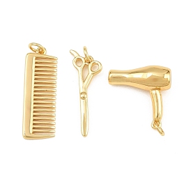 Brass Pendants, Hair Styling Tool Charms, Rack Plating, Long-Lasting Plated, Lead Free & Cadmium Free