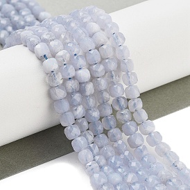 Natural Blue Lace Agate Beads Strands, Faceted, Cube