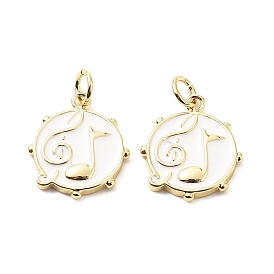 Латунь эмаль подвески, с прыжковых колец, плоские круглые с музыкальными нотами, стойки покрытие, реальный 18 k позолоченный, без свинца и без кадмия, долговечный