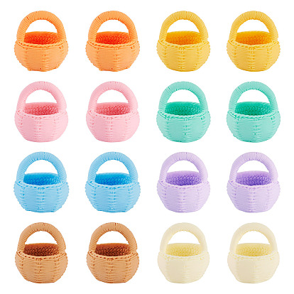 16шт. 8 цвета, миниатюрные украшения в виде цветочных корзин из смолы, аксессуары для домашнего кукольного домика с микро-ландшафтом, притворяясь опорными украшениями