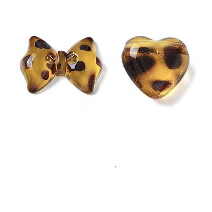 Бусины из cмолы, с леопардовым принтом рисунком