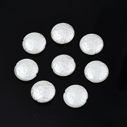 ABS Plastic Imitation Pearl Beads, Flat Round