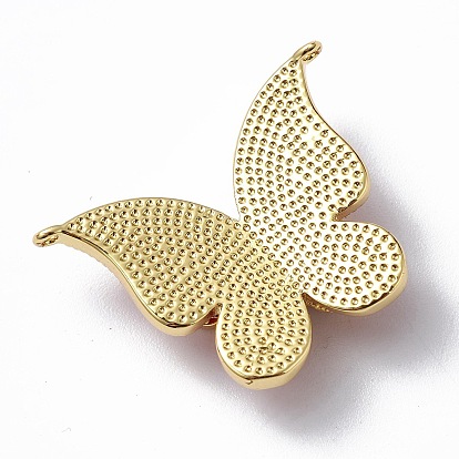 Synthetic Gemstone Pendants, Long-Lasting Plated Brass Micro Pave Clear Cubic Zirconia Butterfly Charms, Real 18K Gold Plated