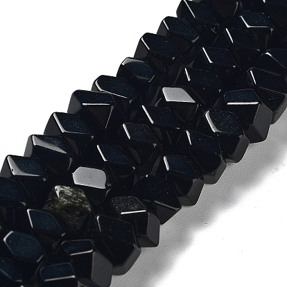Natural Obsidian Beads Strands, Nuggets, Faceted