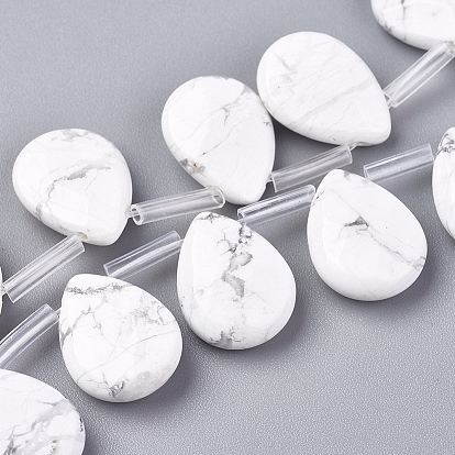 Синтетических Говлит бисер нитей, сверху просверленные бусы, граненые, слеза