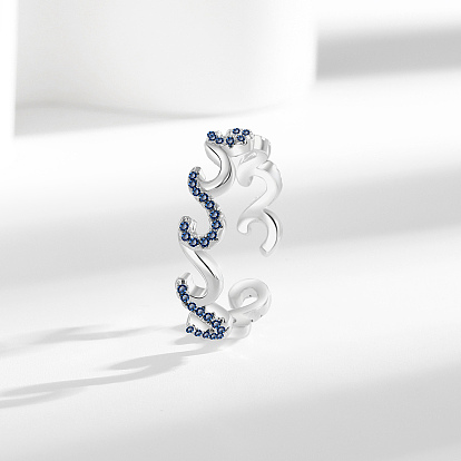 Латунные микро проложить манжеты кольца кубического циркония, волна, без кадмия, без никеля и без свинца