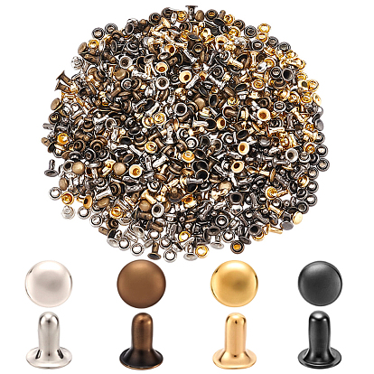 400 Bags 4 Colors Iron Snap Rivet Butt Screw, for Scrapbook Photo Albums Binding and Leather Saddles Purses Belt Repair