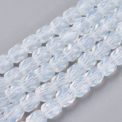 Perles opalite brins, facette, cube, 6x6x6mm, Trou: 1mm, Environ 71 pcs/chapelet, 16.5 pouce
