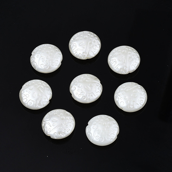 ABS Plastic Imitation Pearl Beads, Flat Round