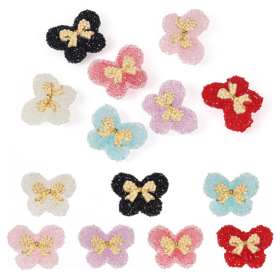 7 шт. 7 цветные непрозрачные акриловые бусины и бант из сплава, бабочка, имитация конфеты