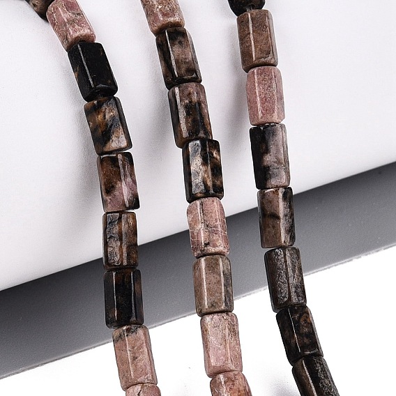 Natural Rhodonite Beads Strands, Hexagonal Prism