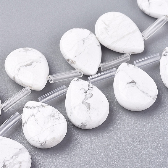 Синтетических Говлит бисер нитей, сверху просверленные бусы, граненые, слеза