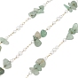 Цепочки ручной работы из натурального зеленого авантюрина и имитации АБС-пластика., с 316 хирургическими цепями из нержавеющей стали, ионное покрытие (ip), несварные, с катушкой