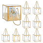 Gold Edged Transparent Plastic Packing Boxes, with Ribbon Handles, Rectangle/Square