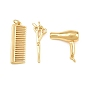 Brass Pendants, Hair Styling Tool Charms, Rack Plating, Long-Lasting Plated, Lead Free & Cadmium Free
