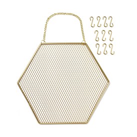 Présentoir de boucle d'oreille mural en forme de grille de fer, organisateur de bijoux suspendu, pour boucles d'oreilles & colliers & bracelets, hexagone