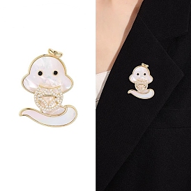 Змея с булавками из ракушек, Брошь из сплава со стразами для рюкзака