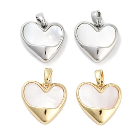 Brass Pave Natural Shell Heart Charms