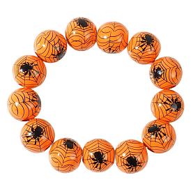 Halloween Creative Wood Printed Stretch Round Beaded Bracelets