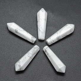 Natural Howlite Pointed Beads, Healing Stones, Reiki Energy Balancing Meditation Therapy Wand, Bullet, Undrilled/No Hole Beads